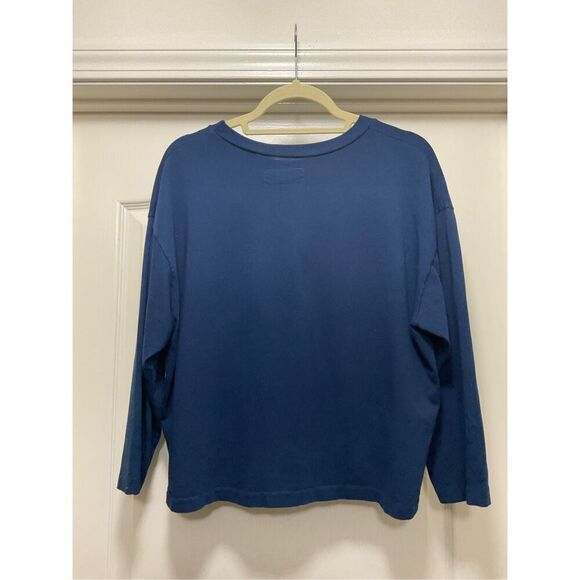 THE GREAT Navy Boxed Cropped T-Shirt, 3/4 Length Sleeve Size 1 (S) - Picture 2 of 3